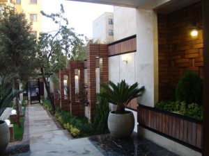 پروژه نما آجرنسوز و محوطه سازی ساختمان سعادت آباد